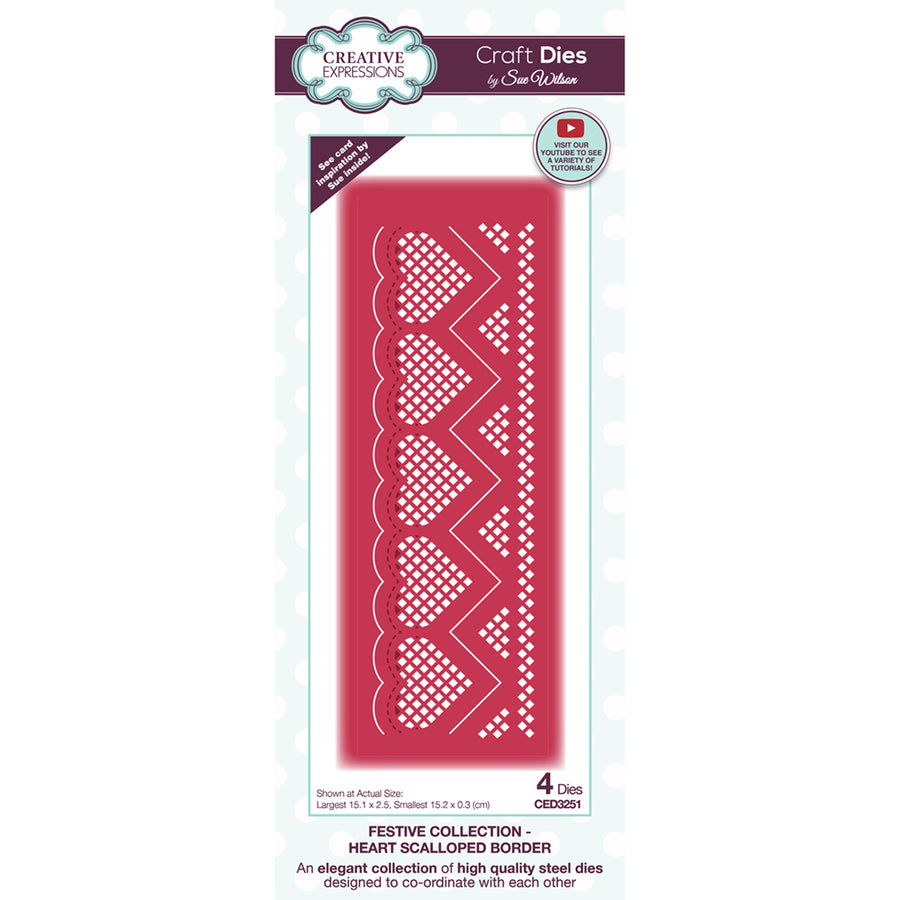 Sue Wilson Festive Dies by Creative Expressions - Heart Scalloped Border - CED3251