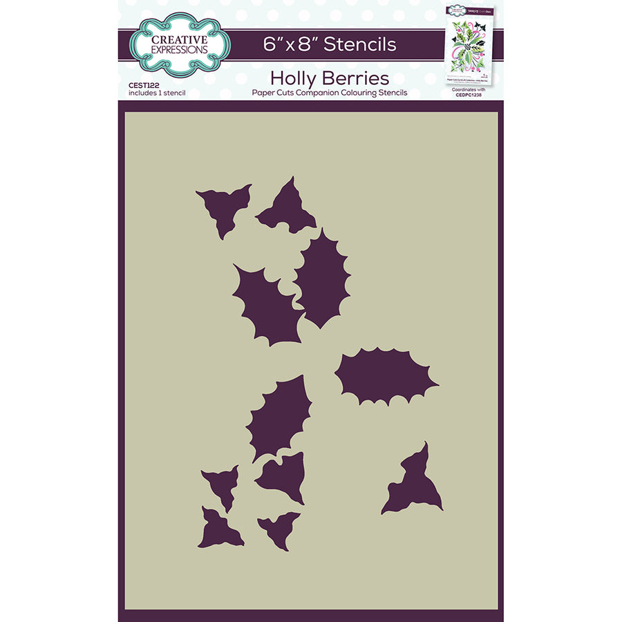 Creative Expressions Colouring Stencil - Holly Berries - CEST122