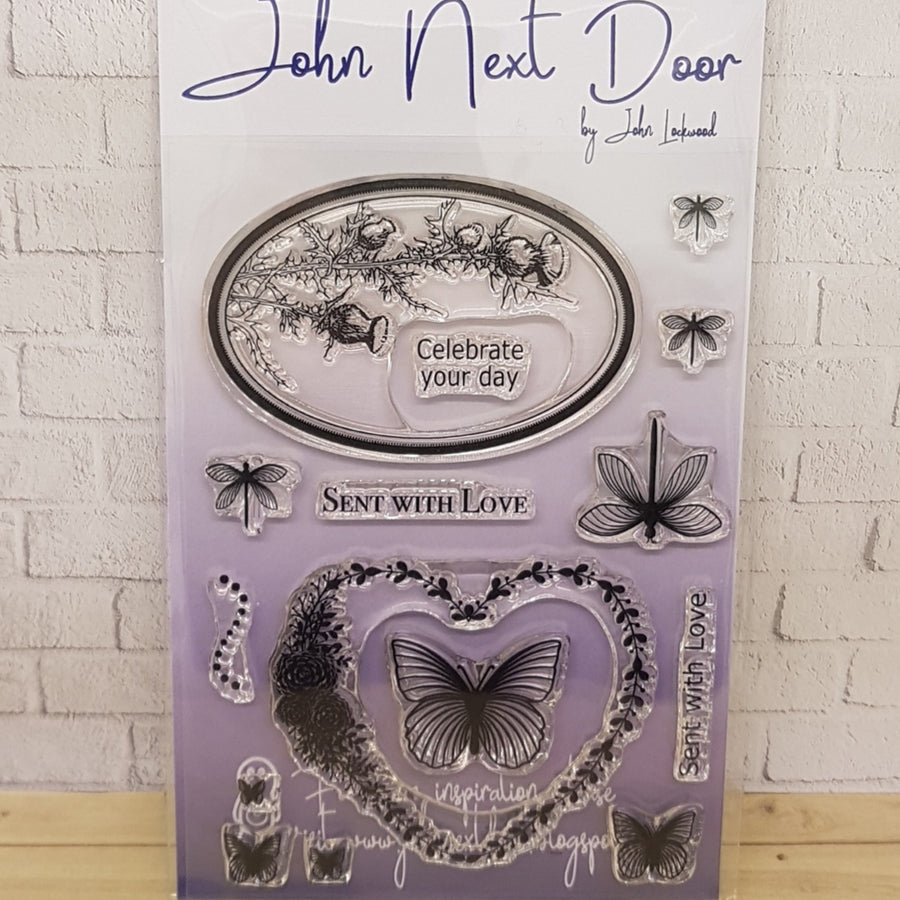 John Lockwood - John Next Door Clear Stamp - Butterfly Frames 14 pcs