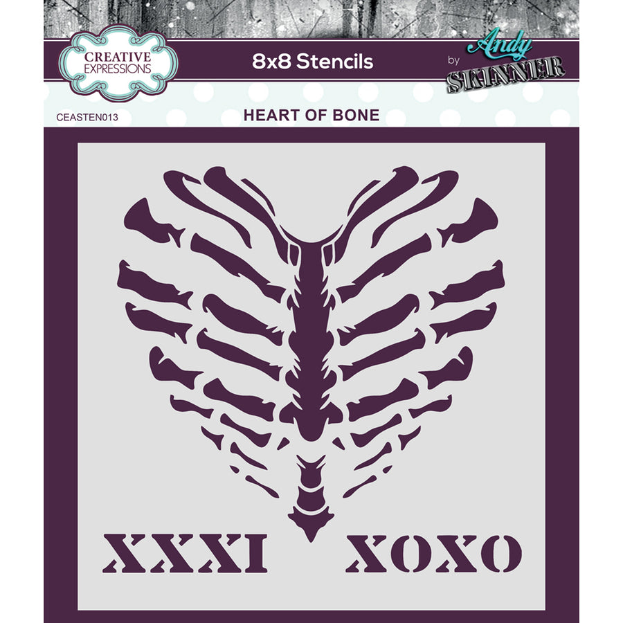 Andy Skinner Stencils by Creative Expressions - Heart Of Bone - CEASTEN013
