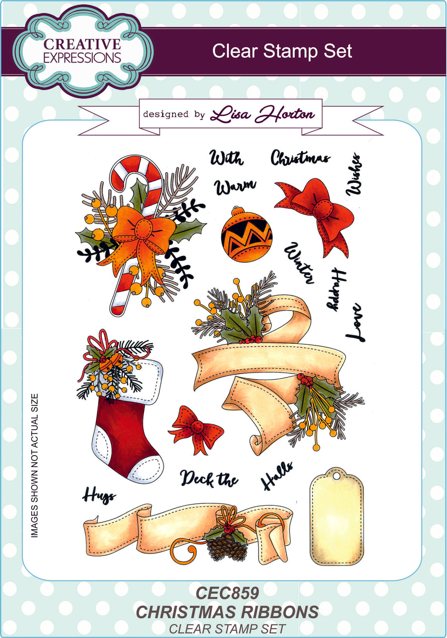 Lisa Horton Stamps - Christmas Ribbons A5 Clear Stamp Set (CEC859)