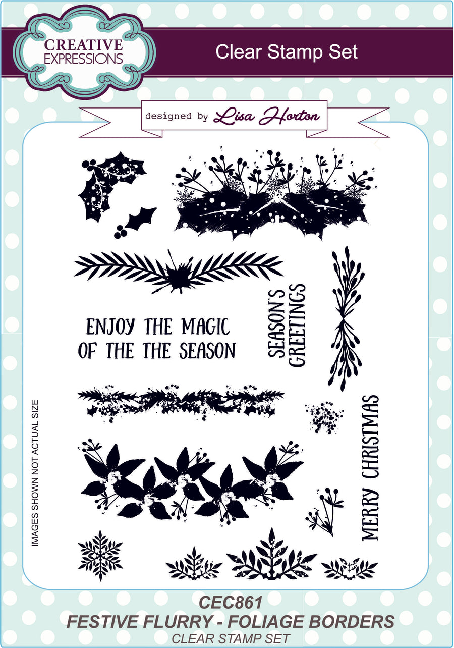 Lisa Horton Stamps - Festive Flurry Foliage Borders A5 Clear Stamp Set (CEC861)