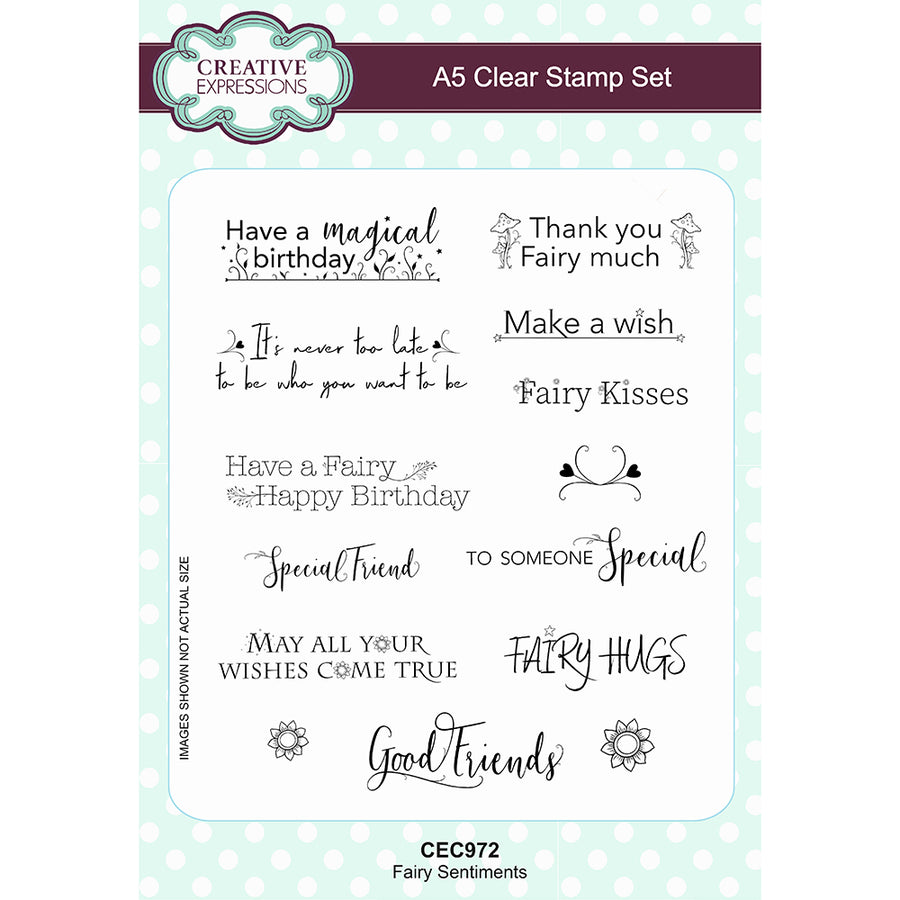 Creative Expressions Fairy Sentiments A5 Clear Stamp Set - CEC972