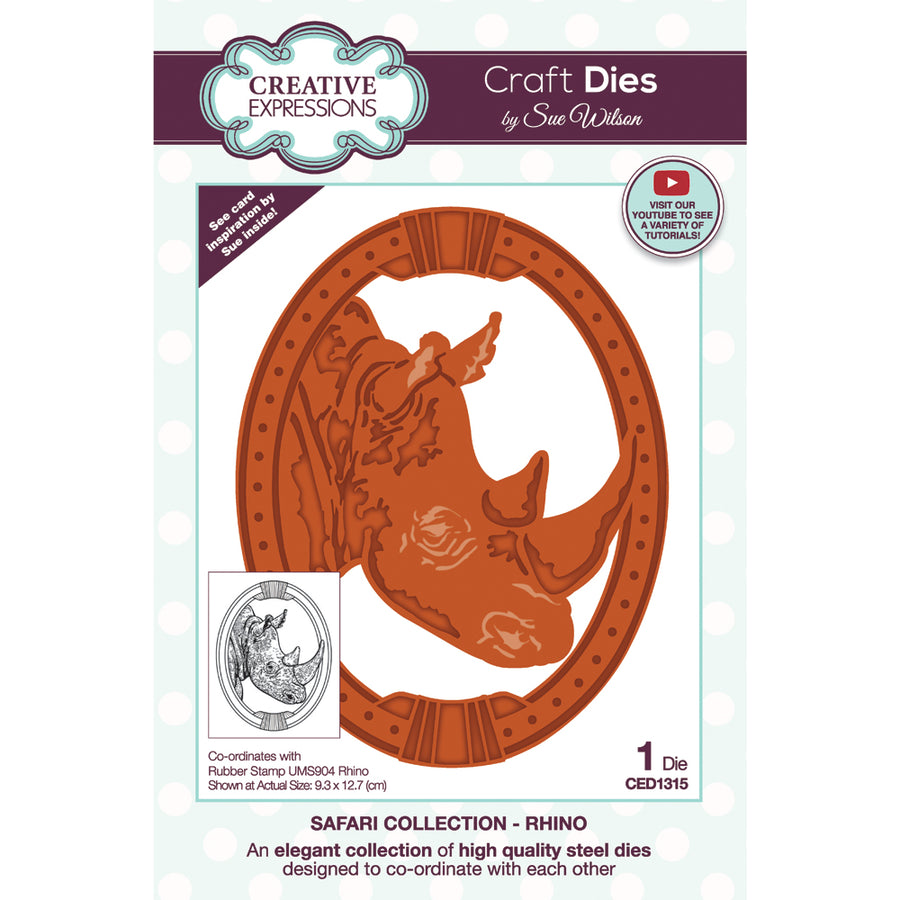 Sue Wilson Dies by Creative Expressions - Safari Collection - Rhino - CED1315