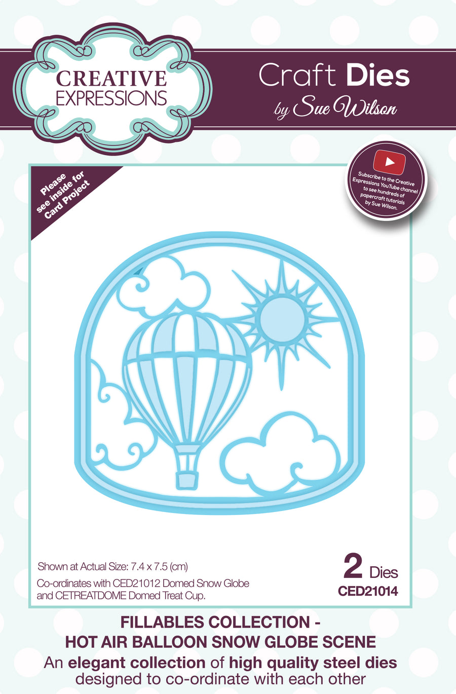 Sue Wilson Craft Dies - Fillables Collection Hot Air Balloon Snow Globe Scene - CED21014