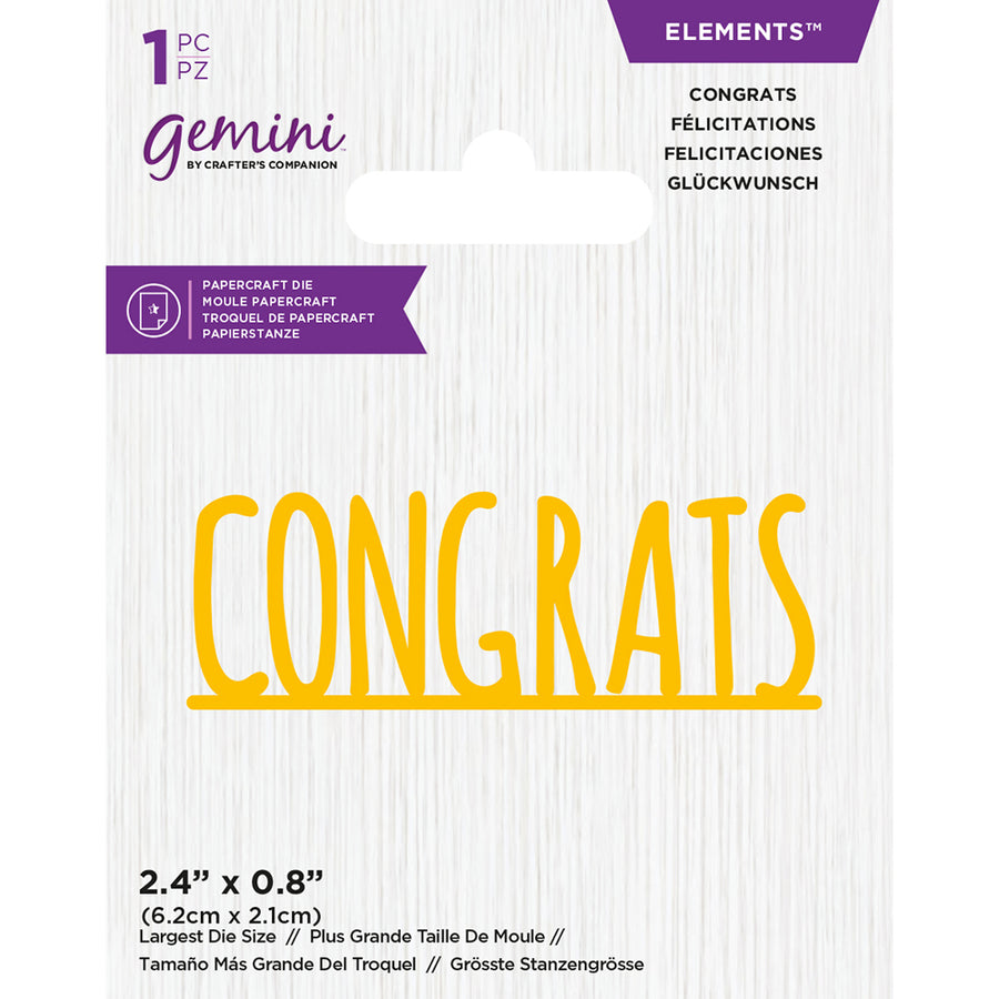 Gemini Mini Die Set by Crafters Companion - Congrats