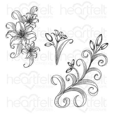 Heartfelt Creations - Garden Lily Spray & Fillers Stamp Set - HCPC-31012