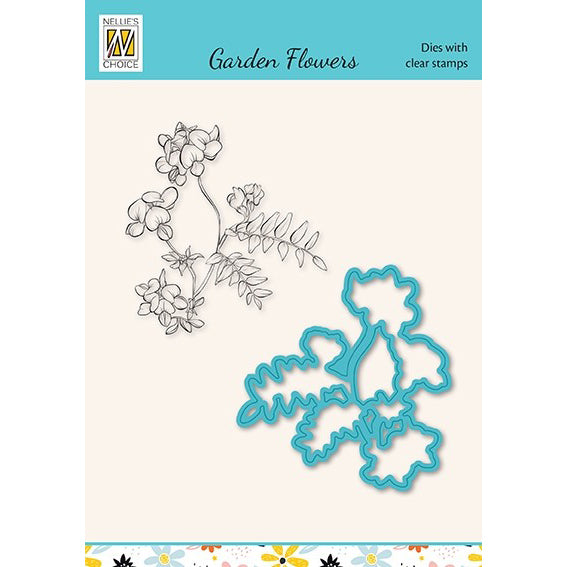 Nellie Snellen Dies with Clear Stamps Set Garden Flowers - Vicia Sepium - HDCS018