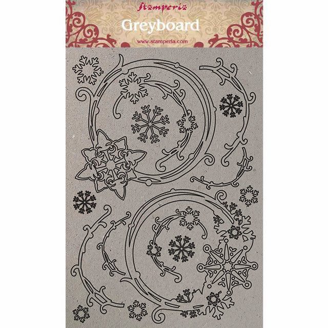 Stamperia - A4 Greyboard /1 mm Snowflakes And Garlands