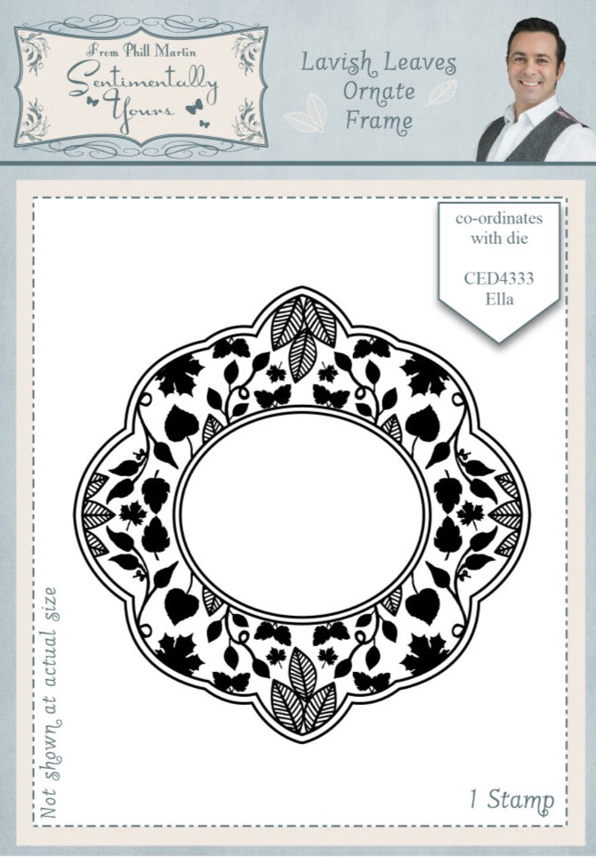 Phill Martin - Lavish Leaves Ornate Frame Pre Cut Stamp