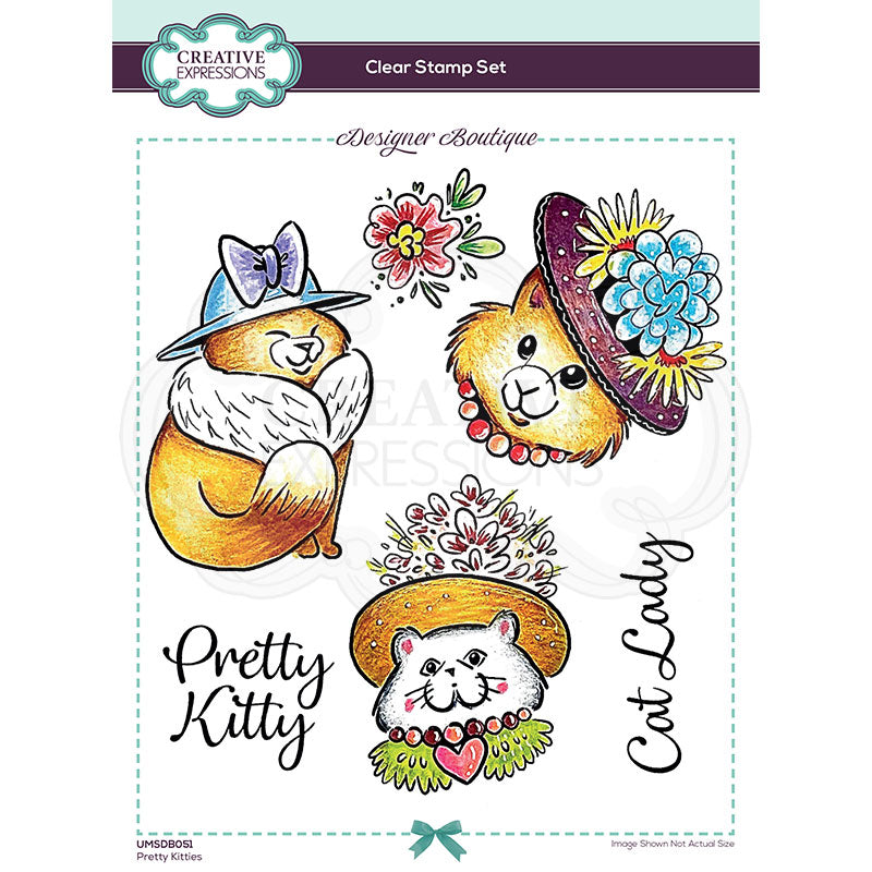 Creative Expressions Stamp - Designer Boutique Collection - Pretty Kitties