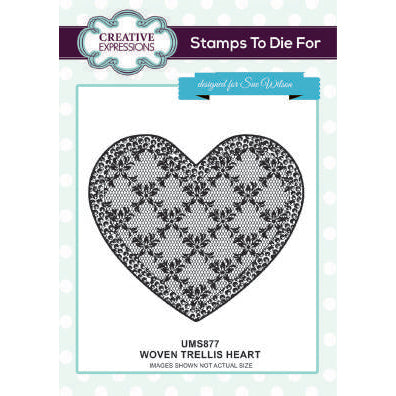Sue Wilson Stamps To Die For - Woven Trellis Heart Pre Cut Stamp  - UMS877
